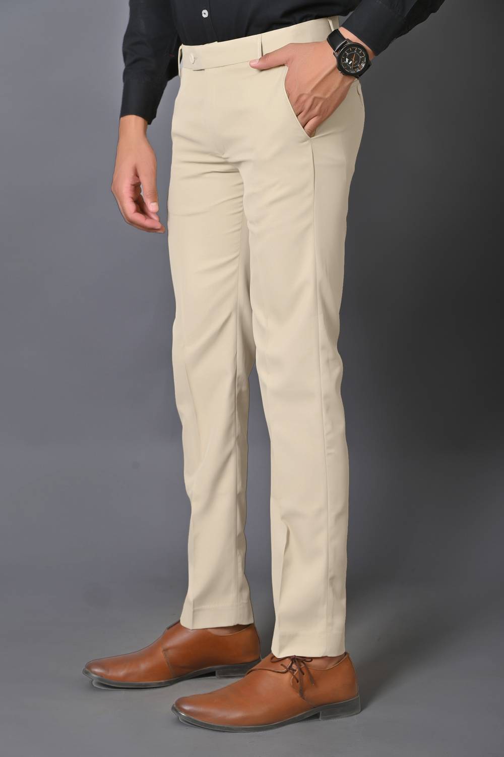 El Cielo Regular Fit Men Beige Trousers - Image 2