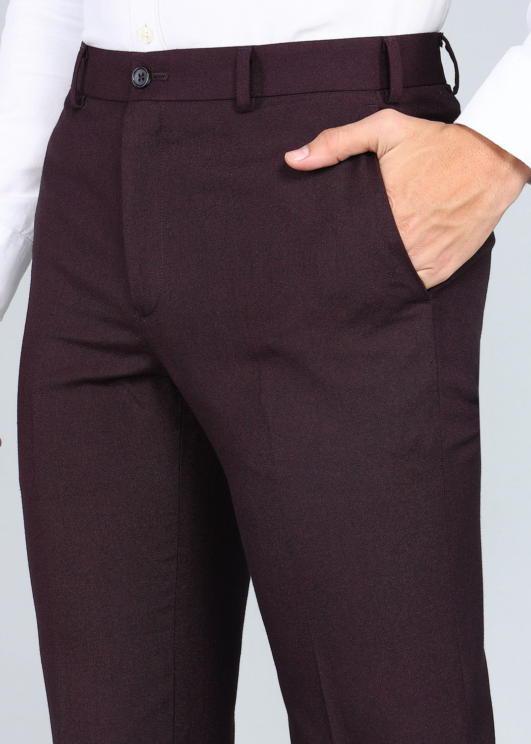 Image of Raymond Slim Fit Men Maroon Trousers