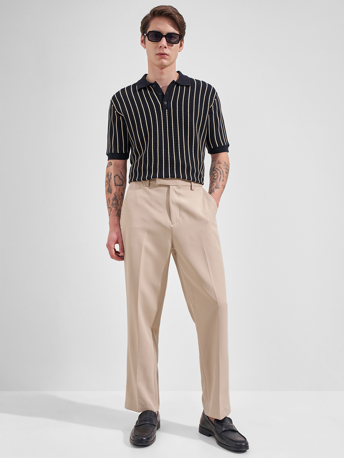 Image of HIGHLANDER Slim Fit Men Beige Trousers