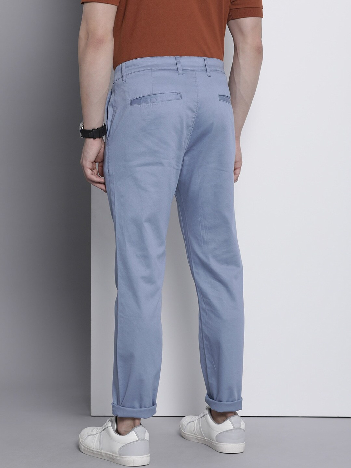 Image of The Indian Garage Co. Slim Fit Men Blue Trousers