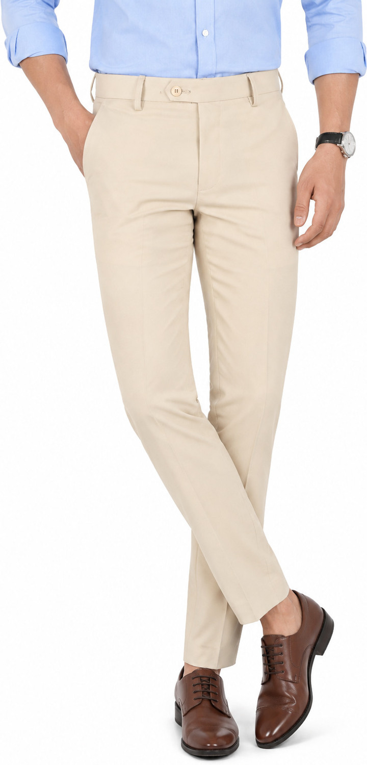 Image of The DS Regular Fit Men Cream Trousers