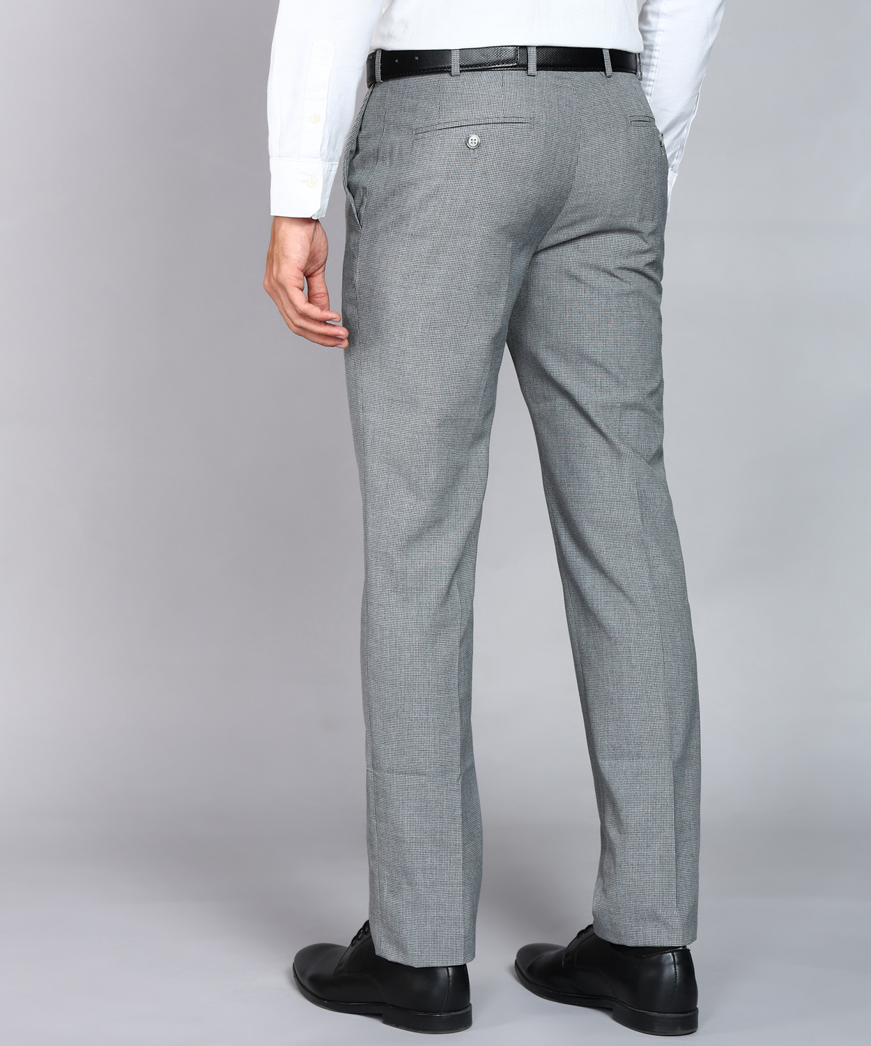 Image of Raymond Men Slim Fit Grey Cotton Blend Trousers