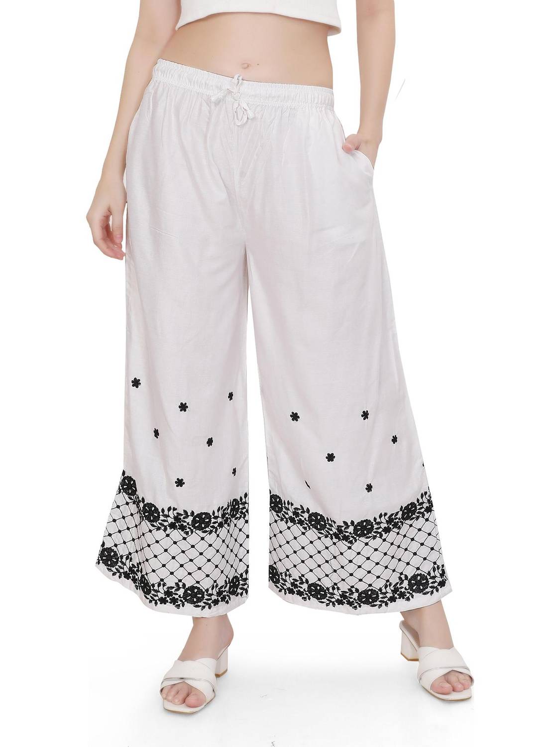 4K FASHION Relaxed Women White Trousers