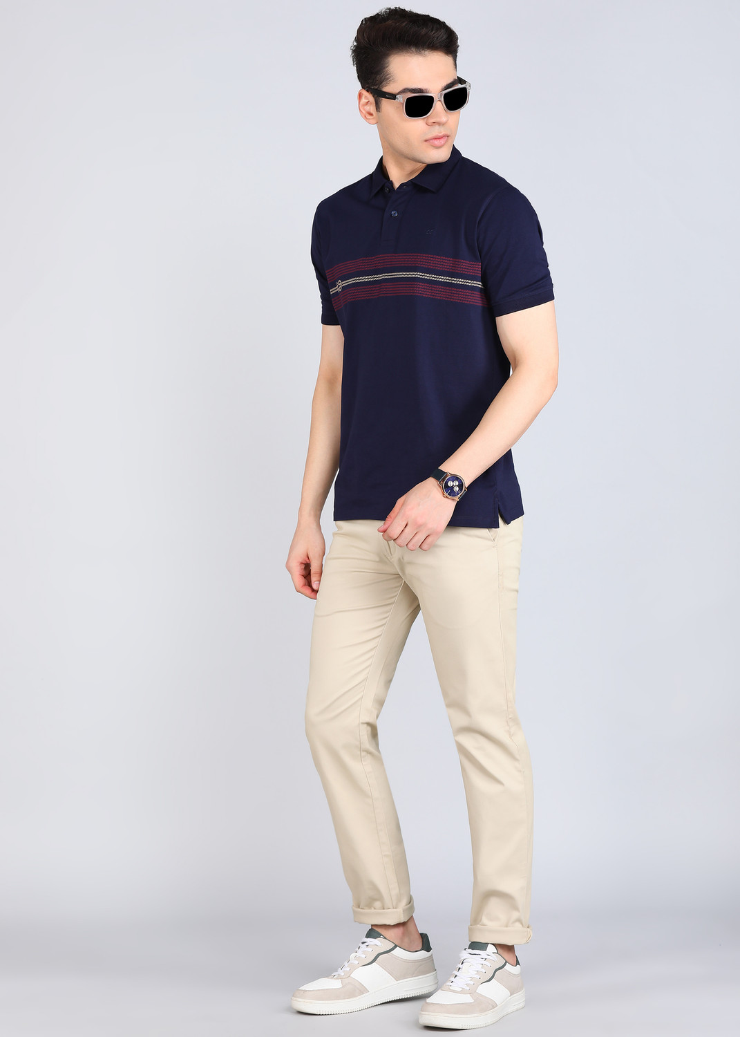 Image of PETER ENGLAND Regular Fit Men Beige Trousers