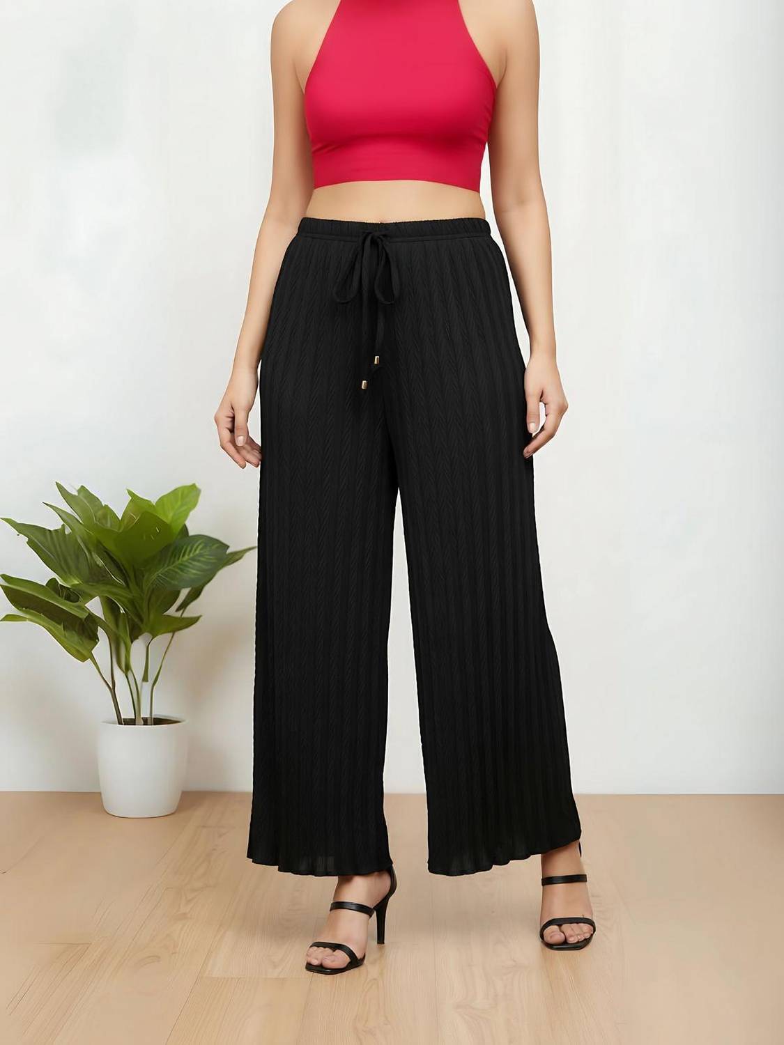 Amazplus Comfort Fit Women Black Trousers