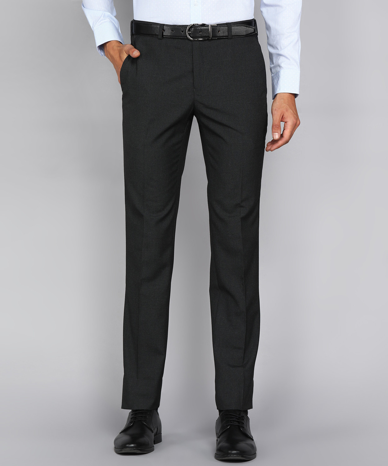 Image of Raymond Slim Fit Men Grey Trousers