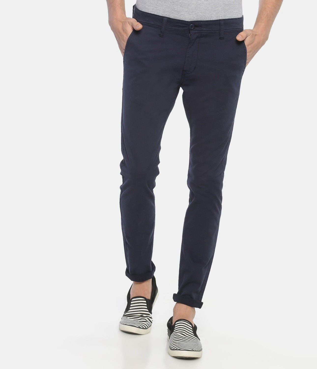 Image of VROJASS Slim Fit Men Blue Trousers