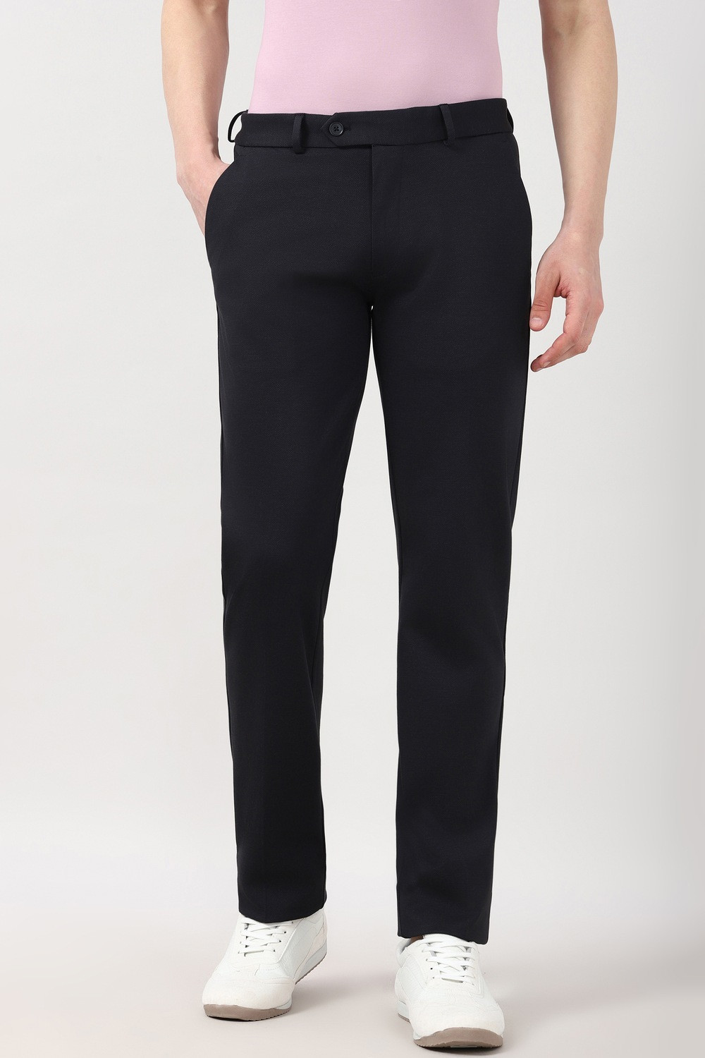 Image of PETER ENGLAND Slim Fit Men Black Trousers