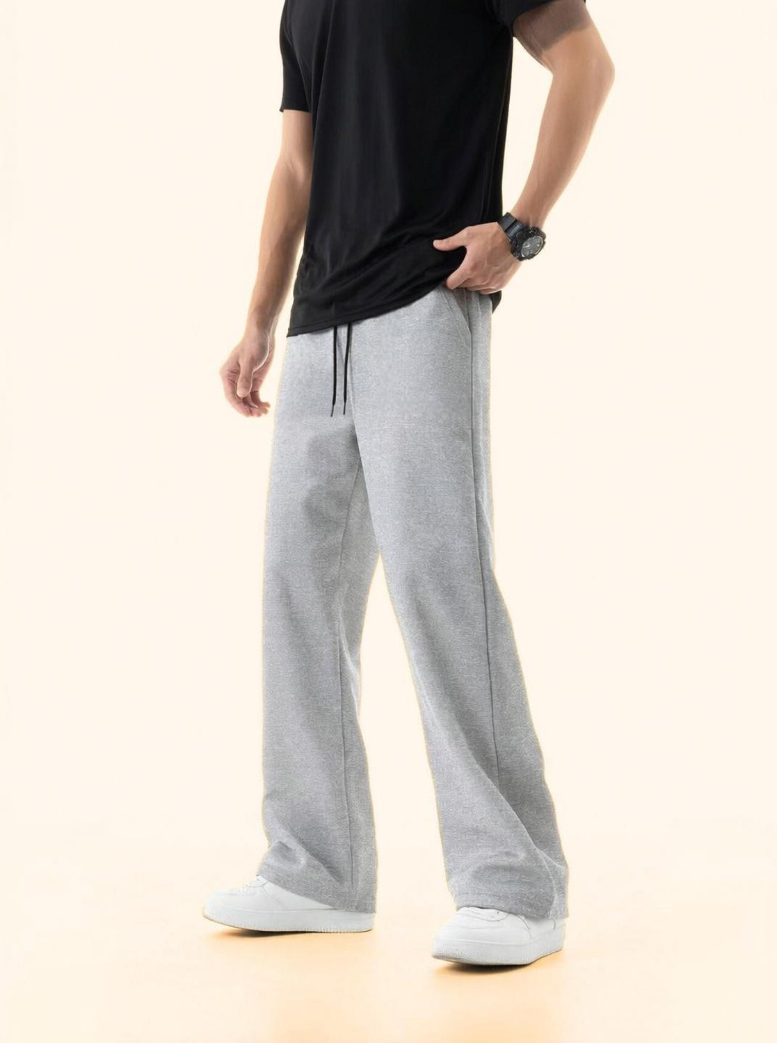Image of WEVOK WEAR Relaxed Men Grey Trousers