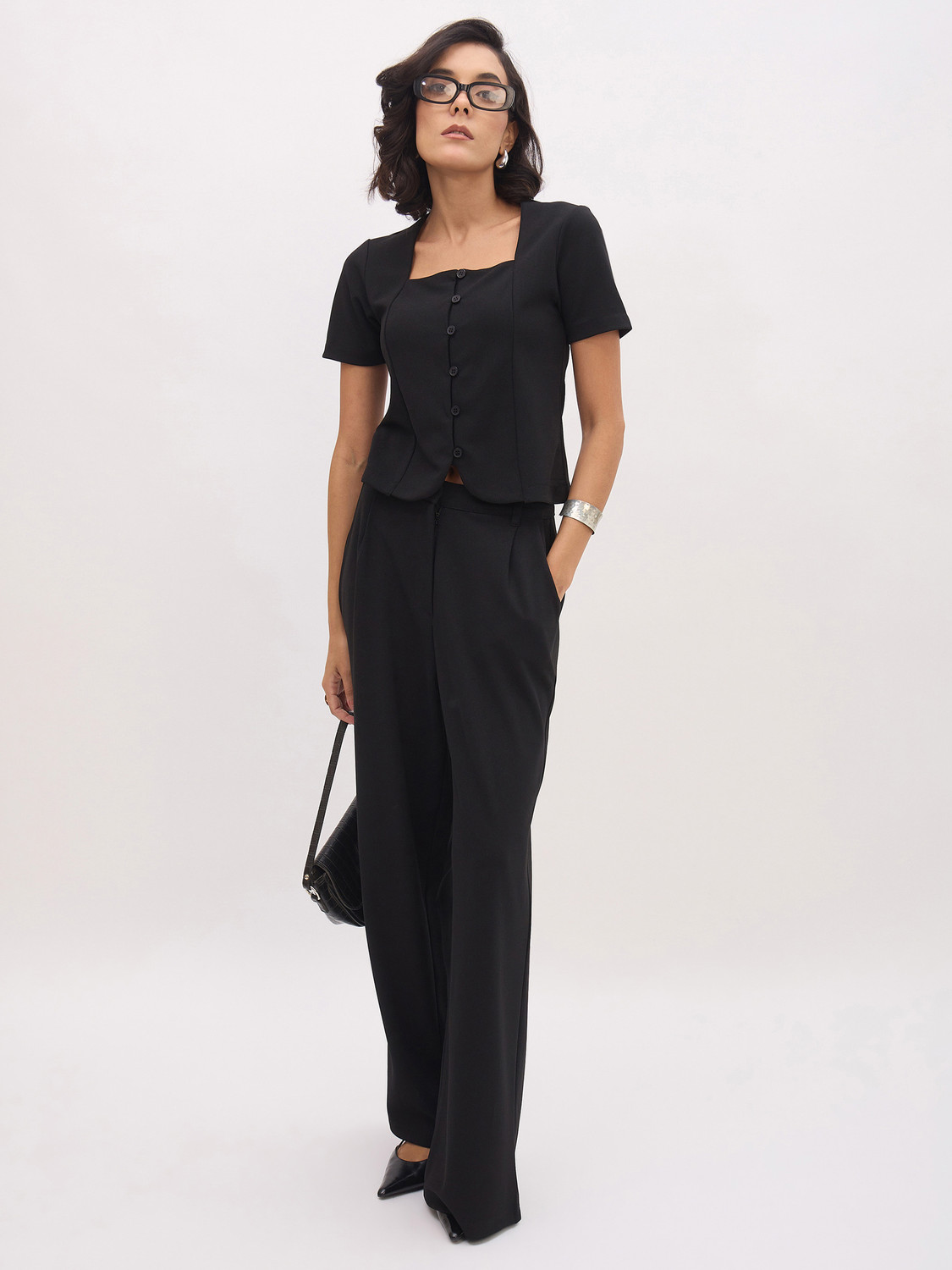 Image of SASSAFRAS worklyf Comfort Fit Women Black Trousers