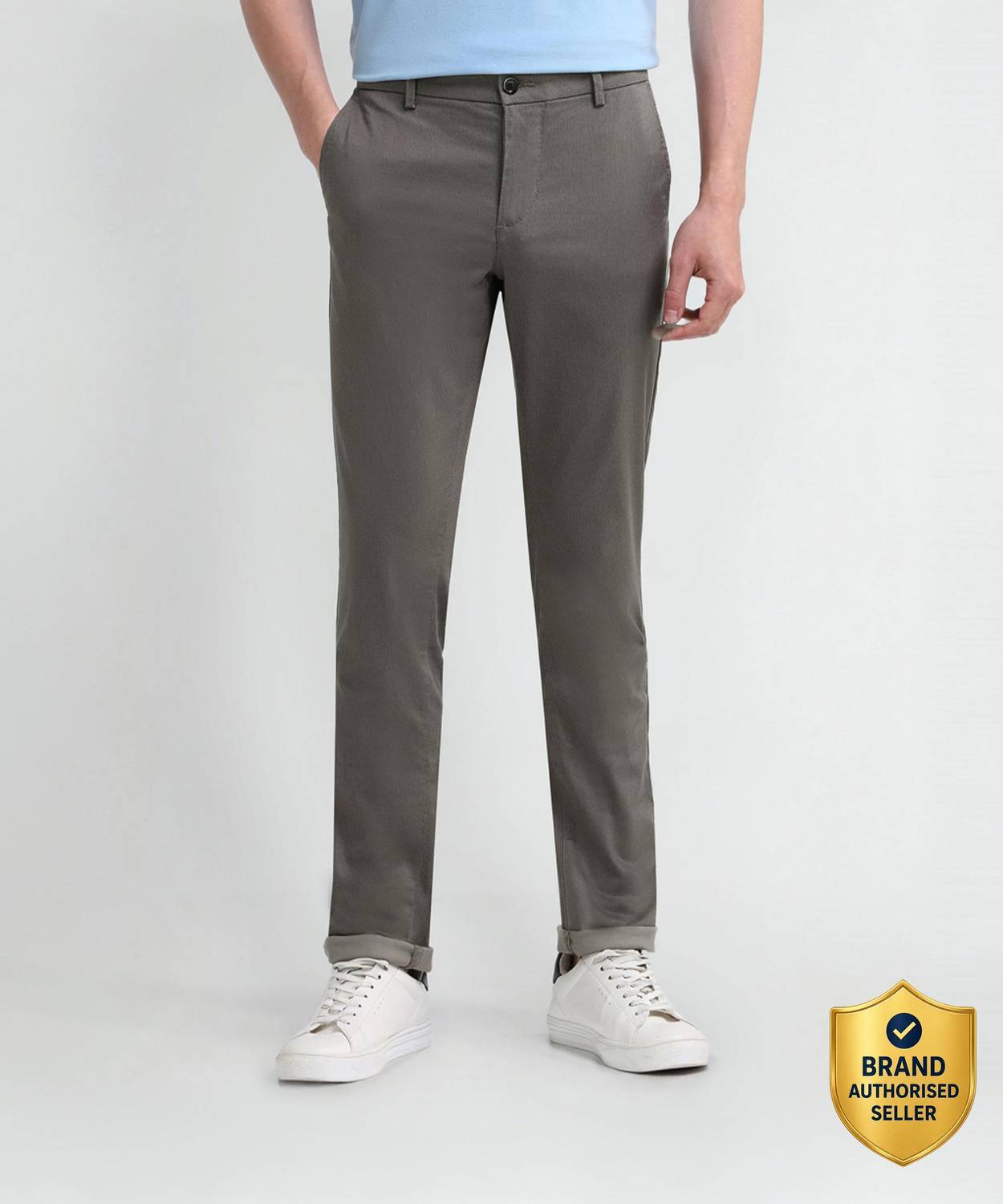 Arrow Sport Slim Fit Men Grey Trousers