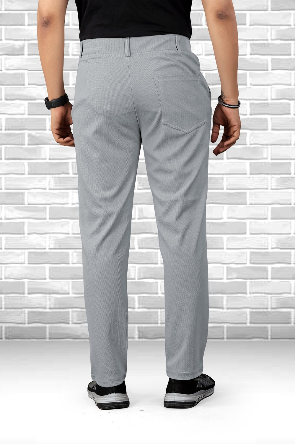 Image of JABROO Regular Fit Men Grey Trousers