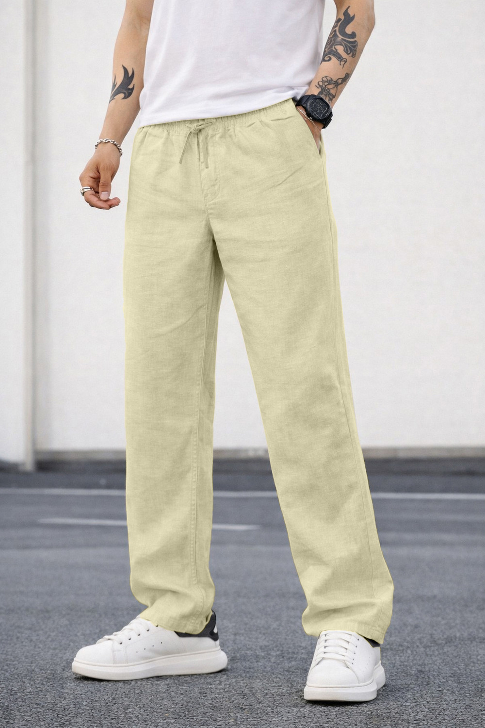 Image of MOTREX Slim Fit Men Beige Trousers