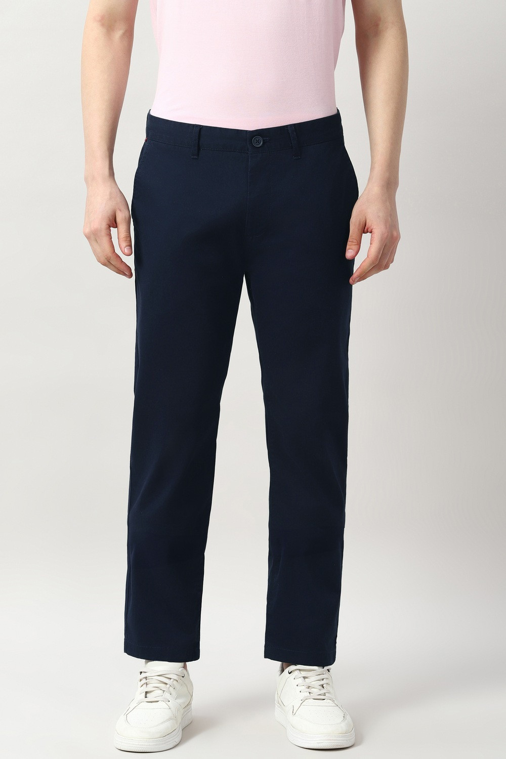 Image of PETER ENGLAND Slim Fit Men Dark Blue Trousers