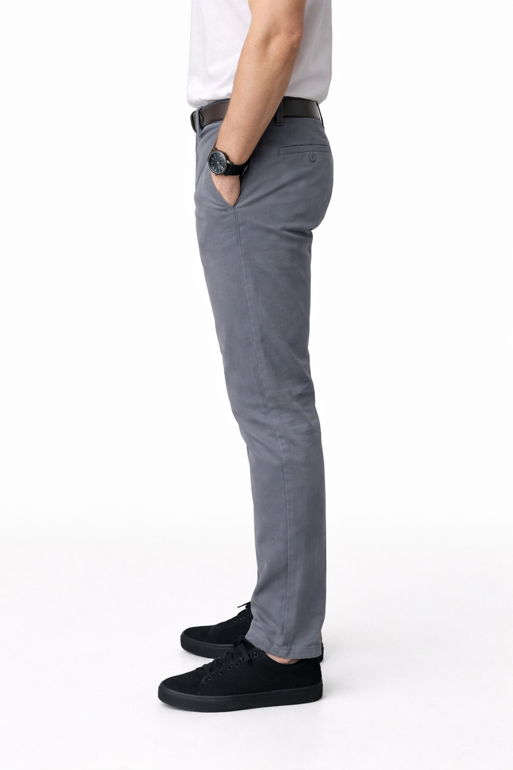 Image of DENRO Slim Fit Men Grey Trousers