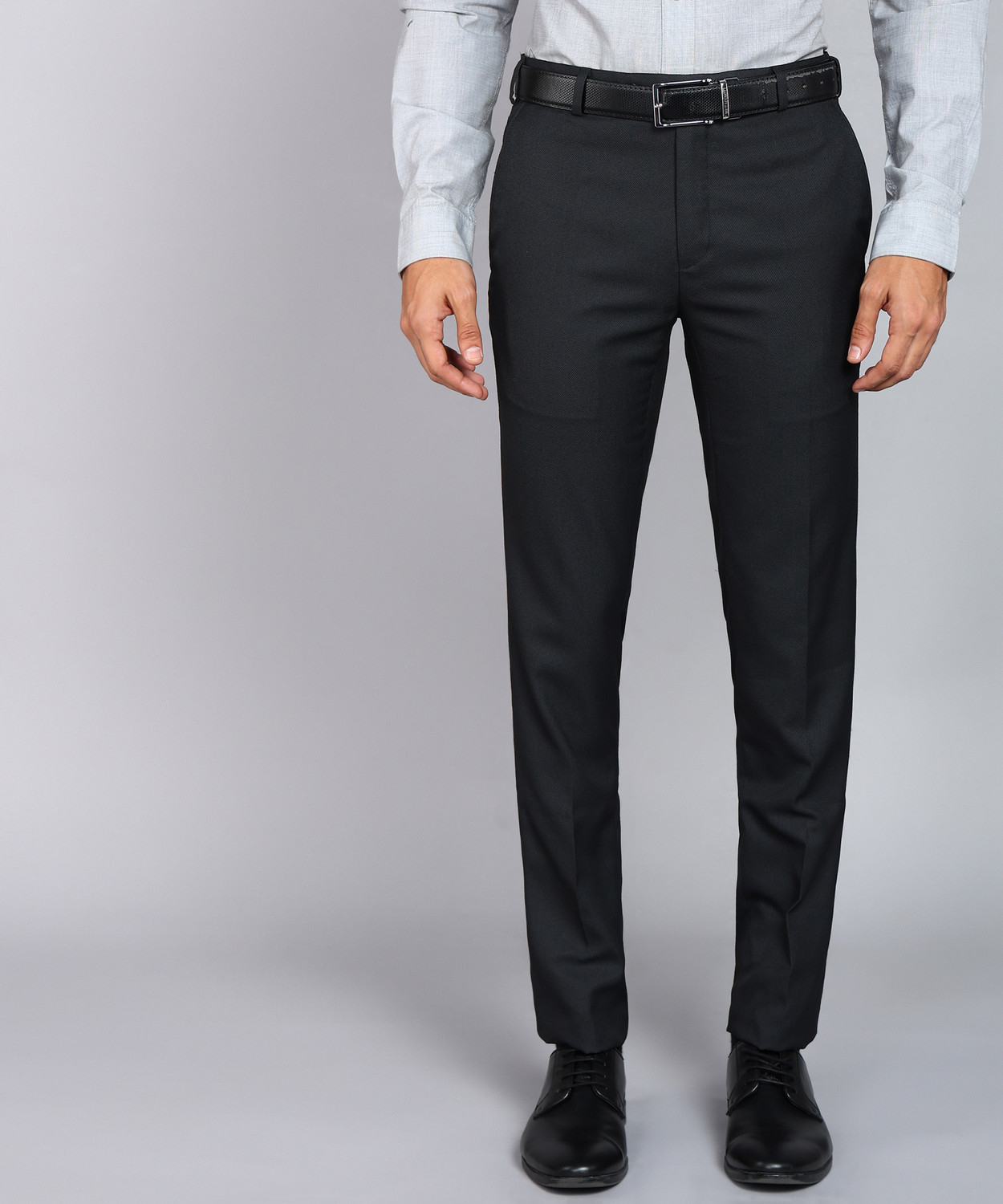 Image of Raymond Slim Fit Men Black Trousers