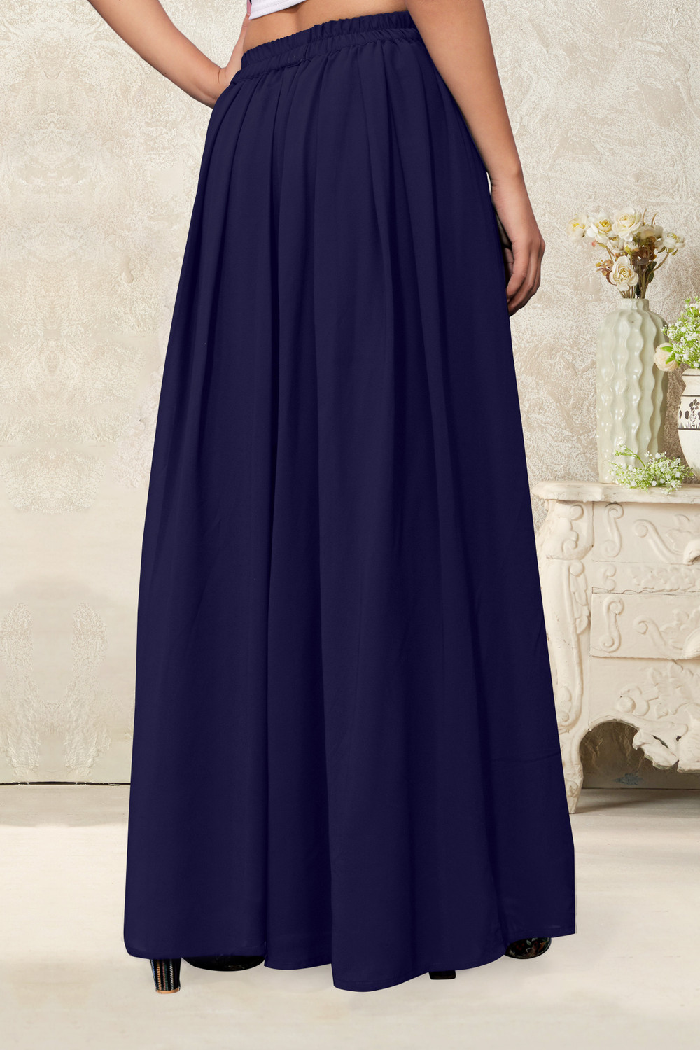 Image of Anti Wrinkle Designer Flared Women Blue Trousers
