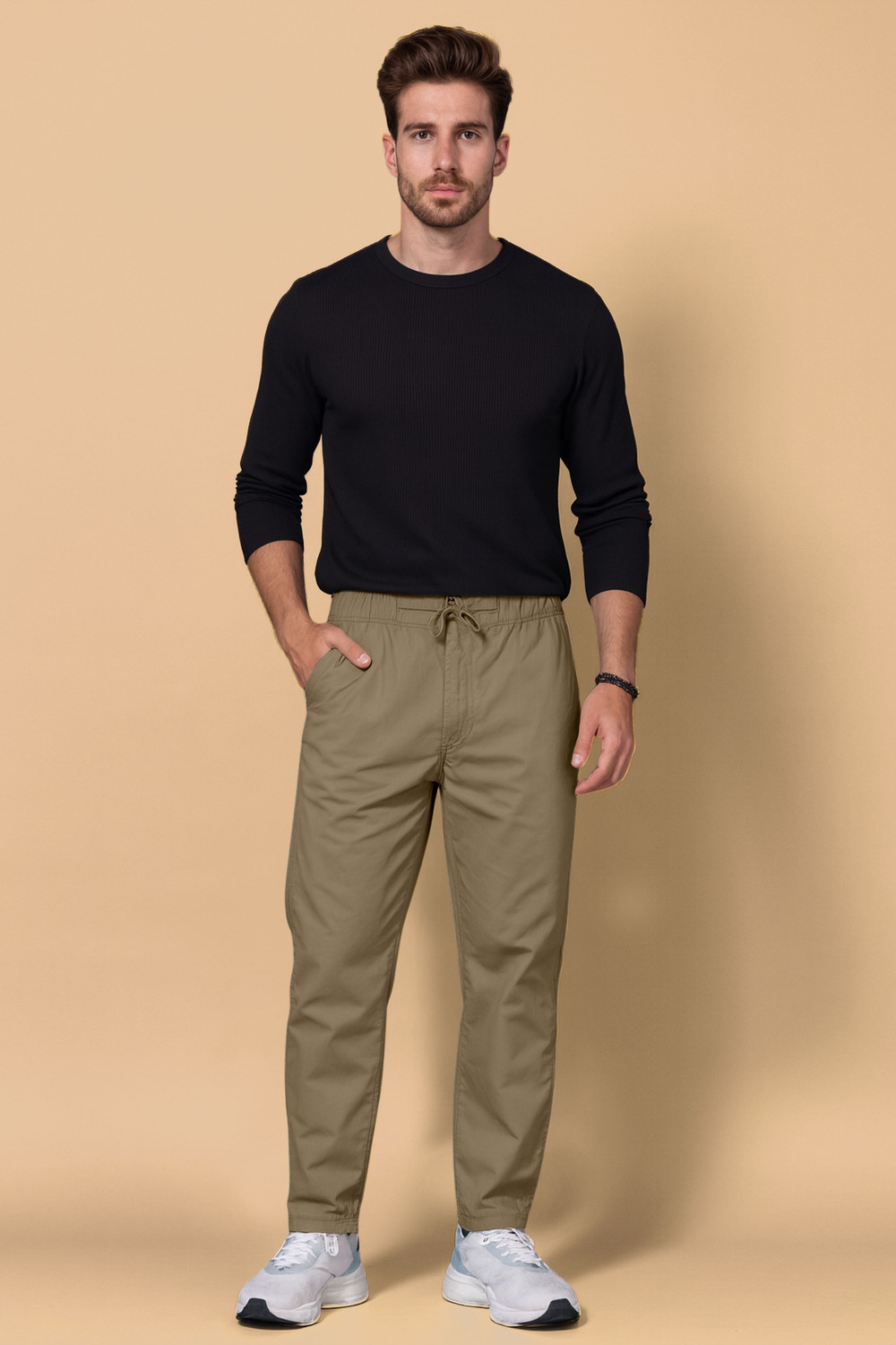 Image of ADITYA TRADE LINK Relaxed Men Khaki Trousers