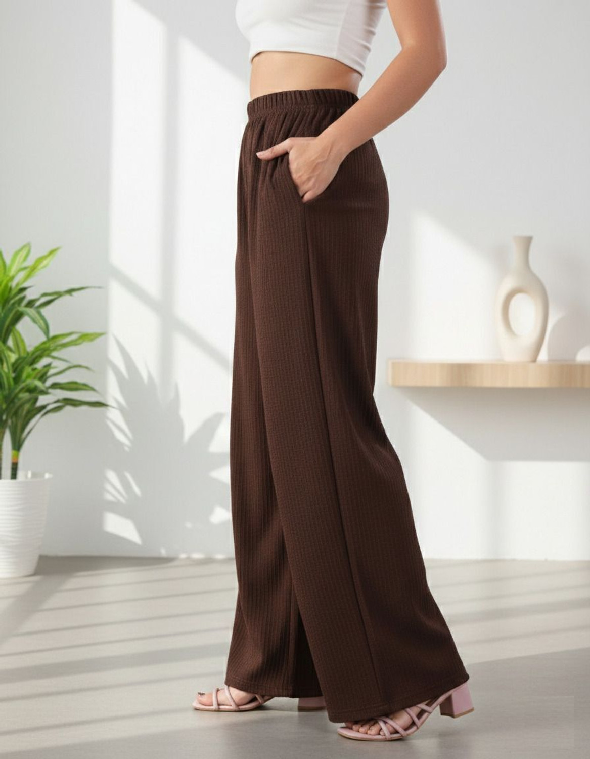 Image of Doil Domec Loose Fit, Relaxed Women Brown Trousers