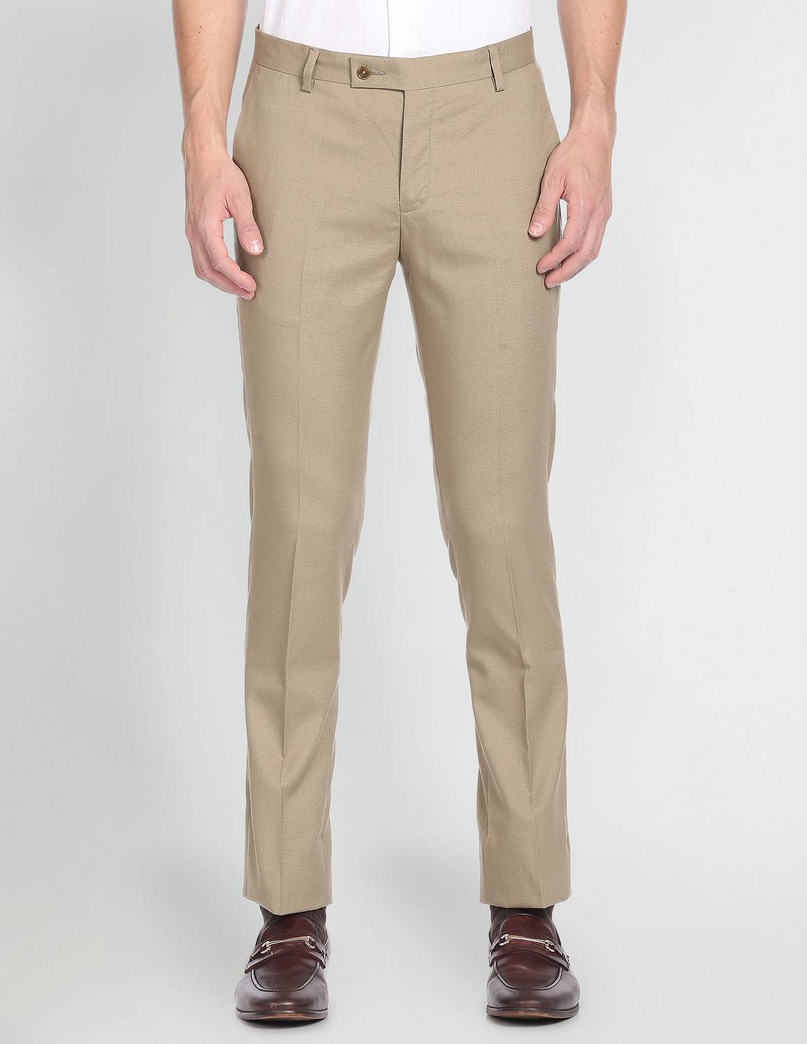 ARROW Regular Fit Men Brown Trousers