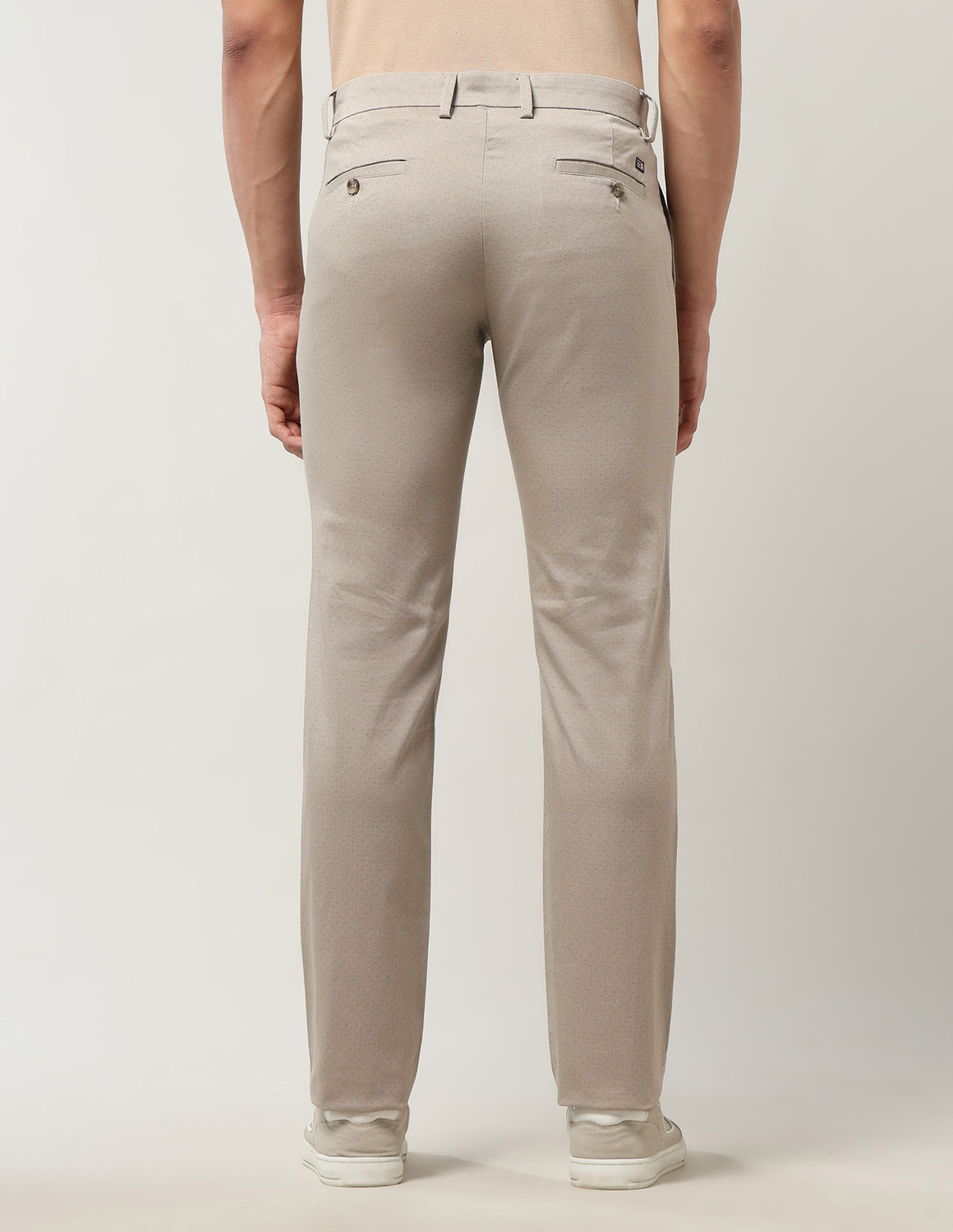 Image of Arrow Sport Slim Fit Men Beige Trousers