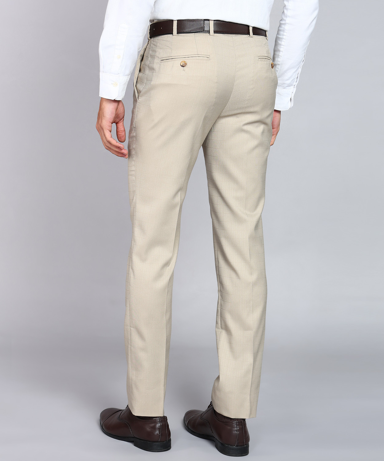 Image of Raymond Slim Fit Men Beige Trousers