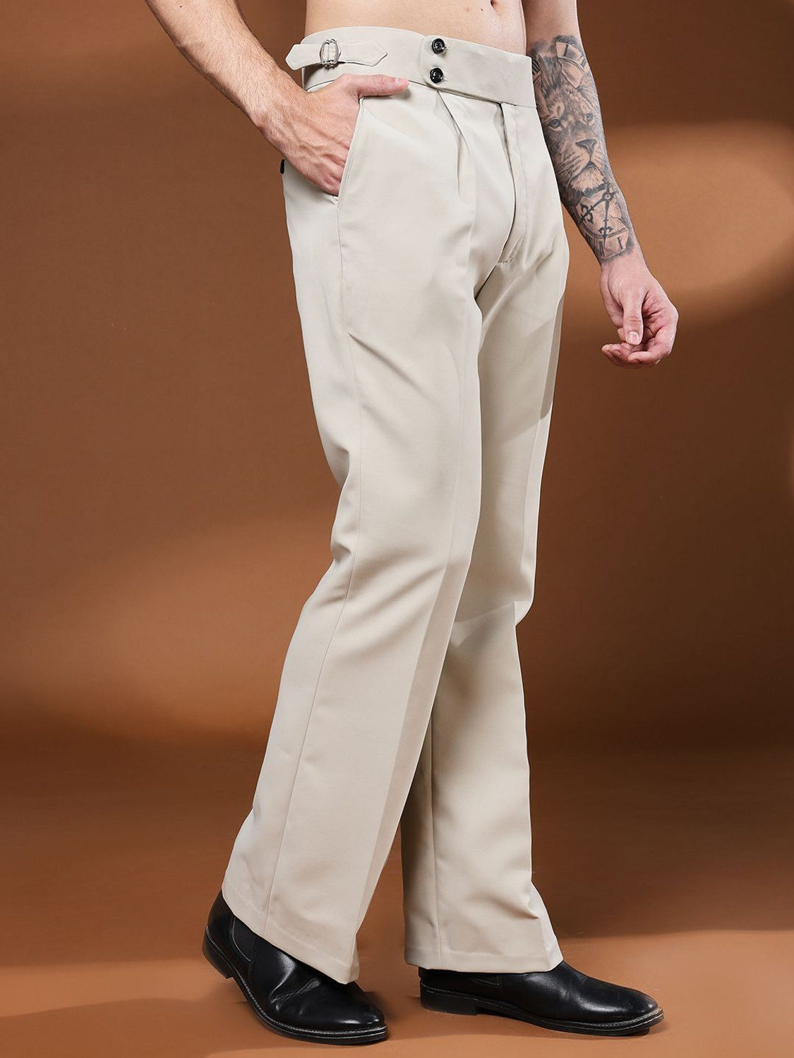 Image of VIVA TRENDZ Regular Fit Men Beige Trousers