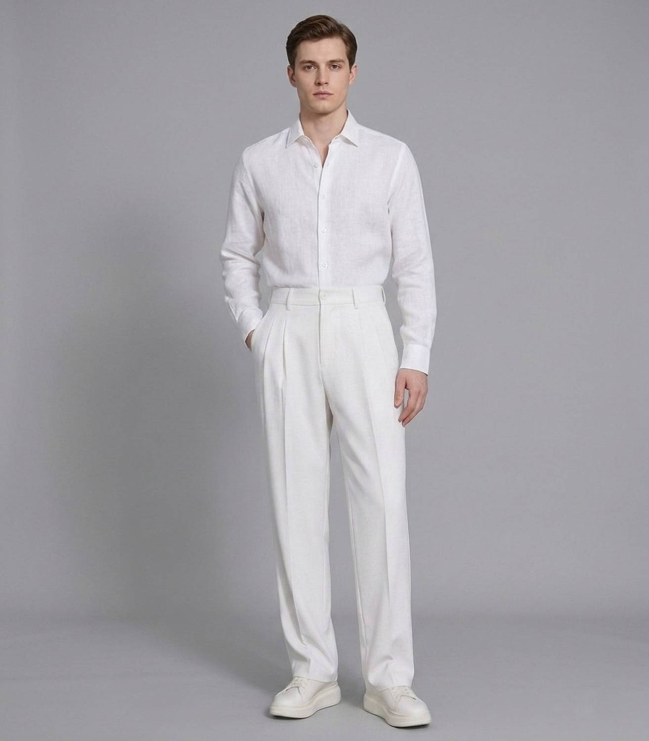 FashionInfinity Straight Fit Men White Trousers - Image 4