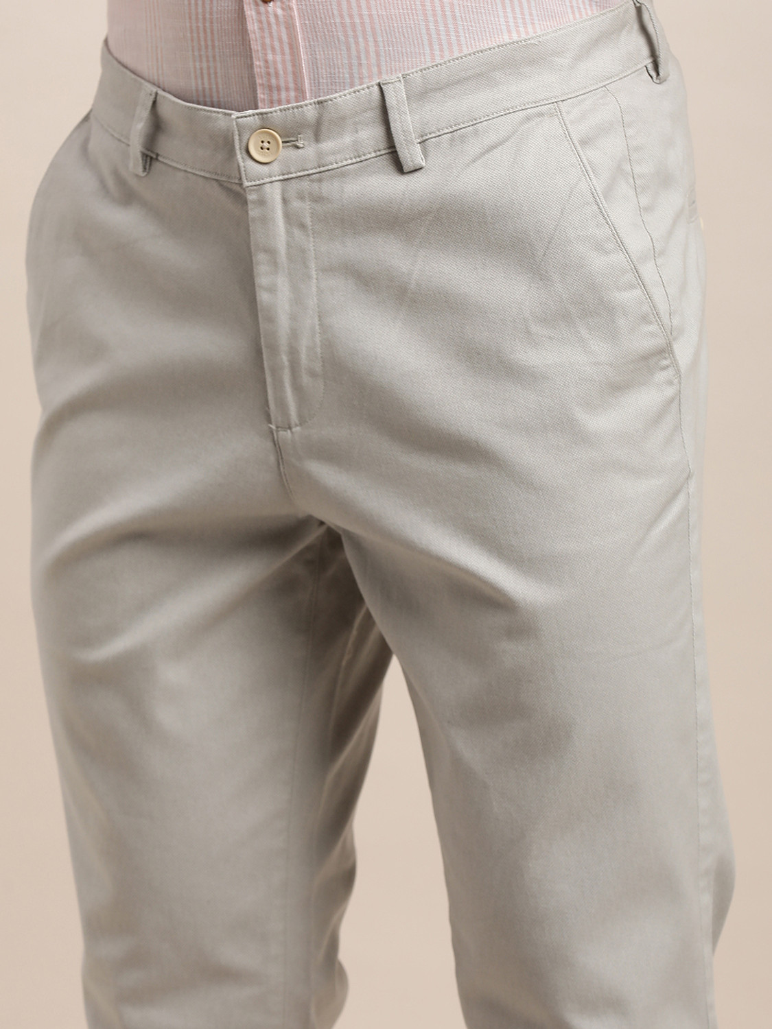 Image of TURTLE Slim Fit Men Grey Trousers