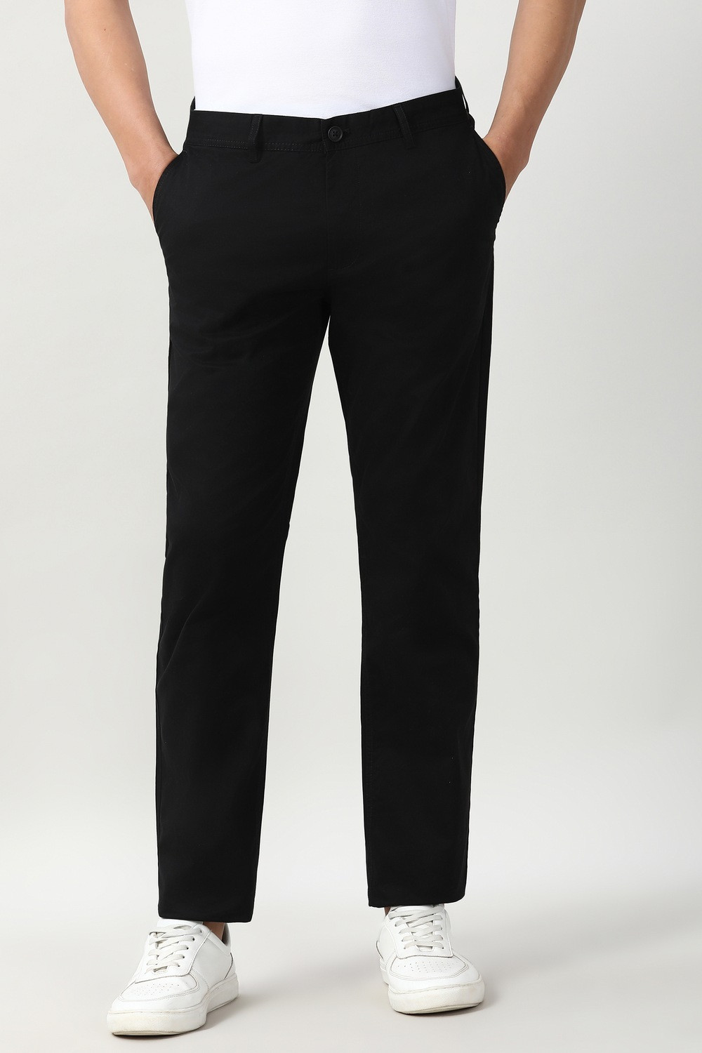 Image of PETER ENGLAND Slim Fit Men Black Trousers