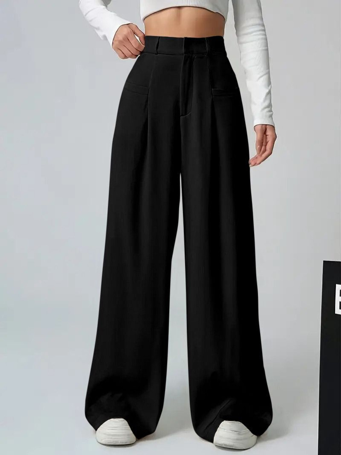 Image of Leriya Fashion Regular Fit Women Black Trousers