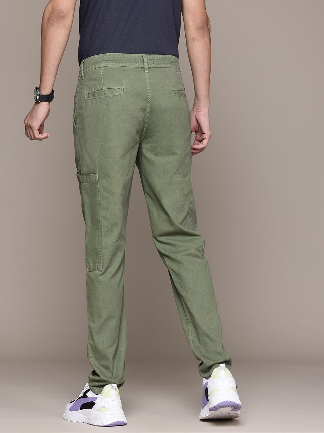 Image of Roadster Relaxed Men Green Trousers