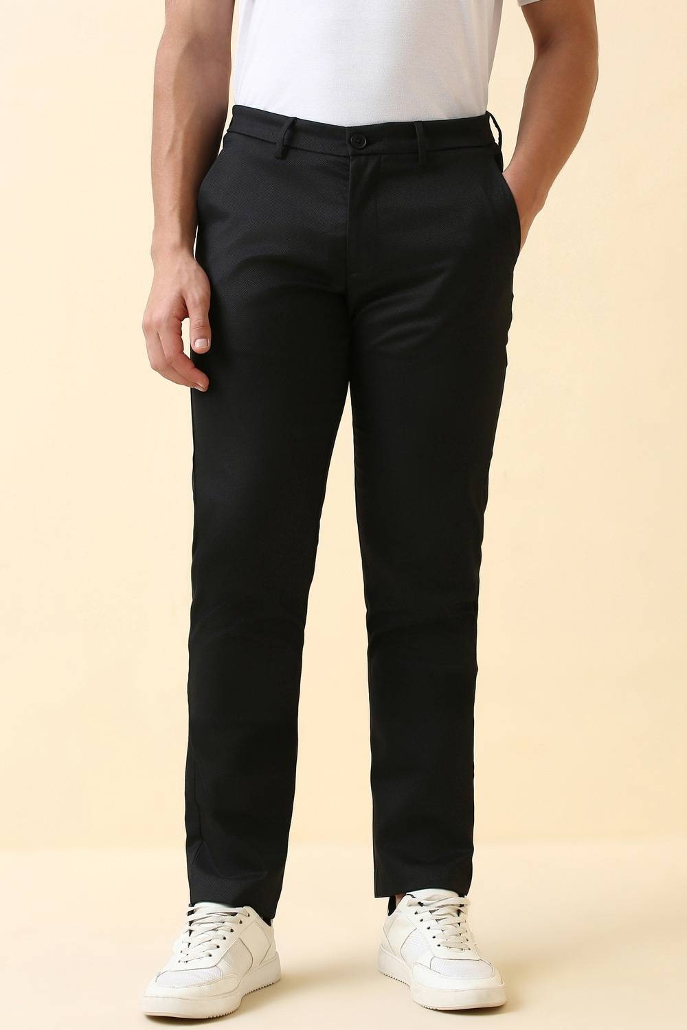 Allen Solly Slim Fit Men Black Trousers