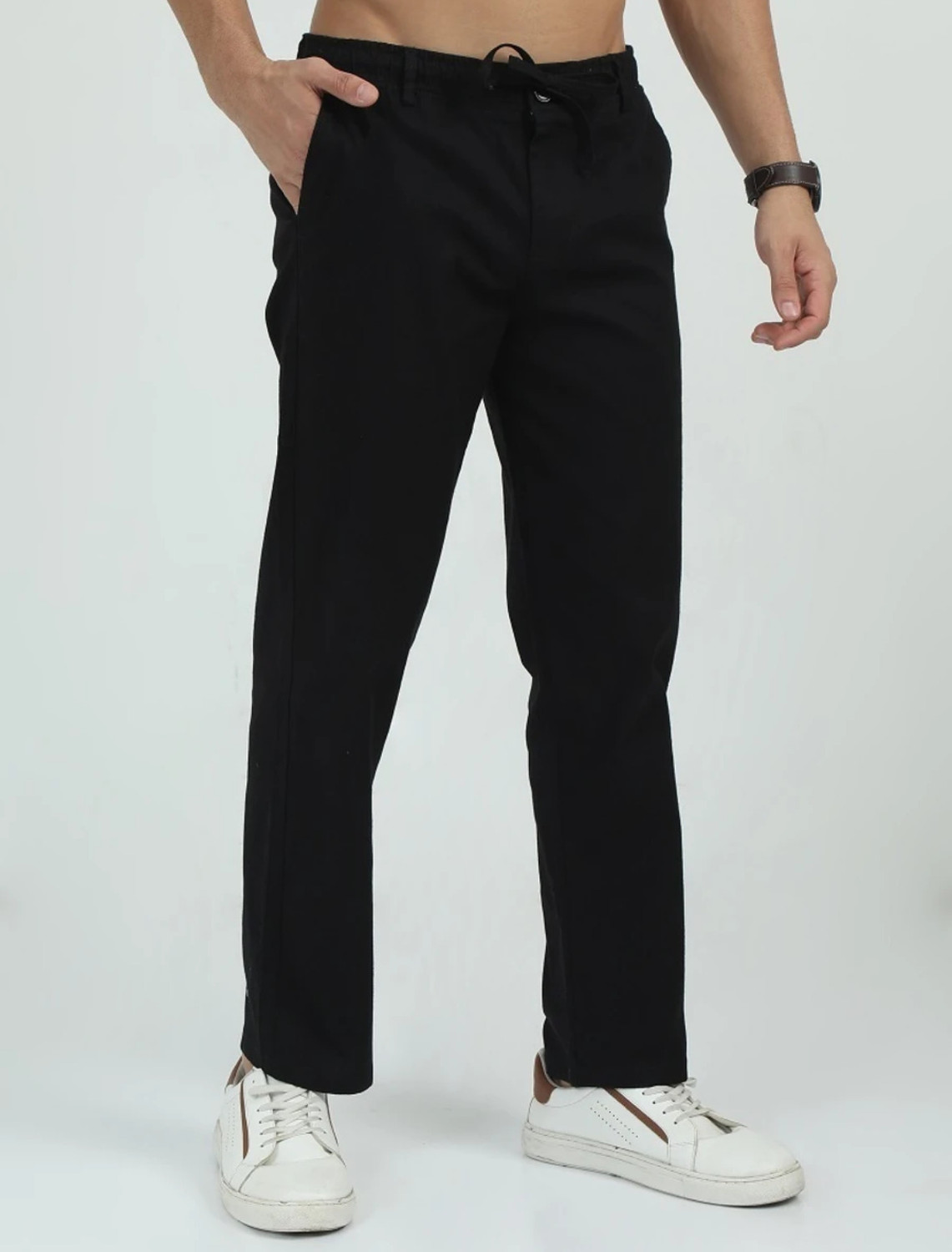 Image of Bellaciao Clothings Co Relaxed Men Black Trousers