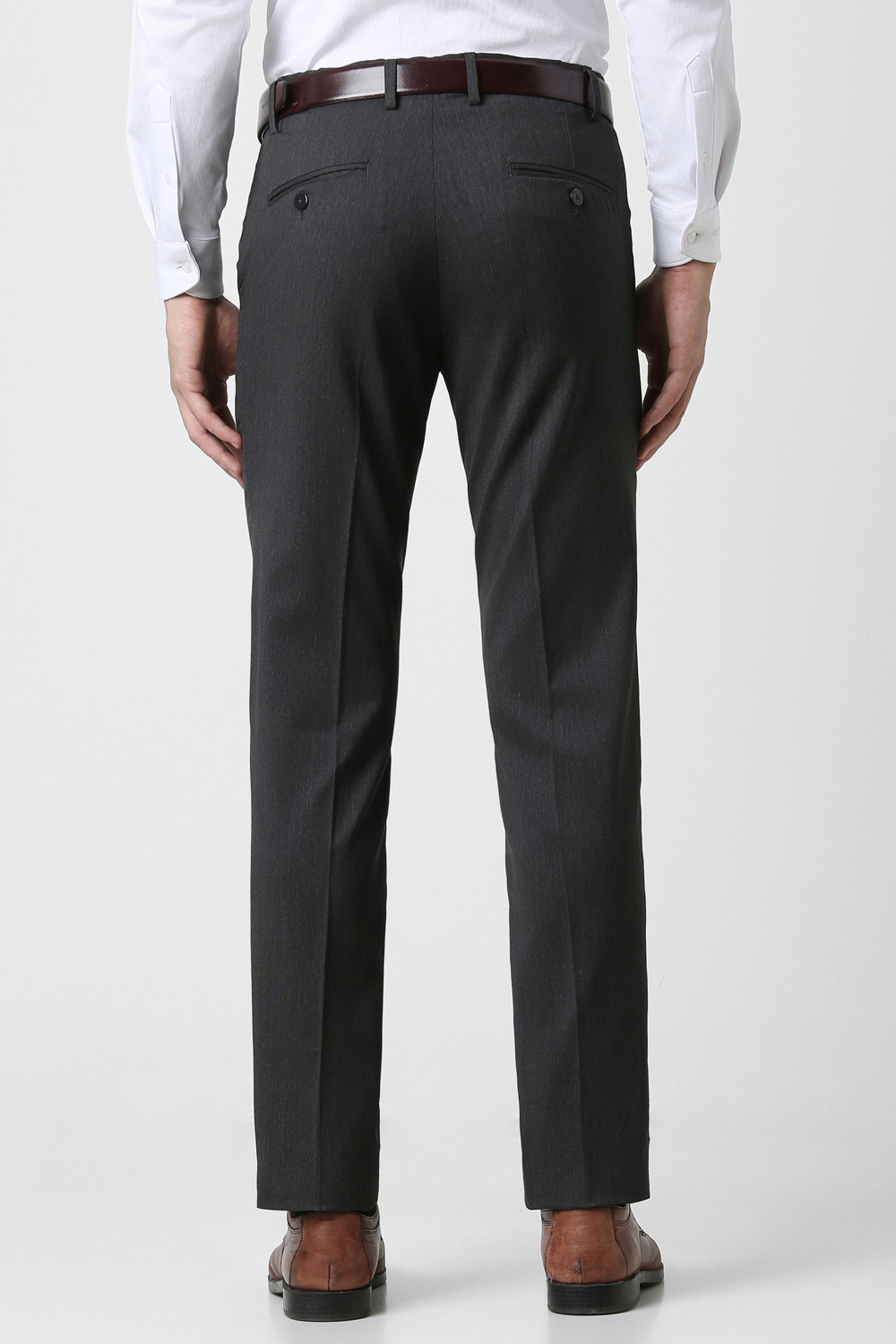 Image of PETER ENGLAND Slim Fit Men Grey Trousers