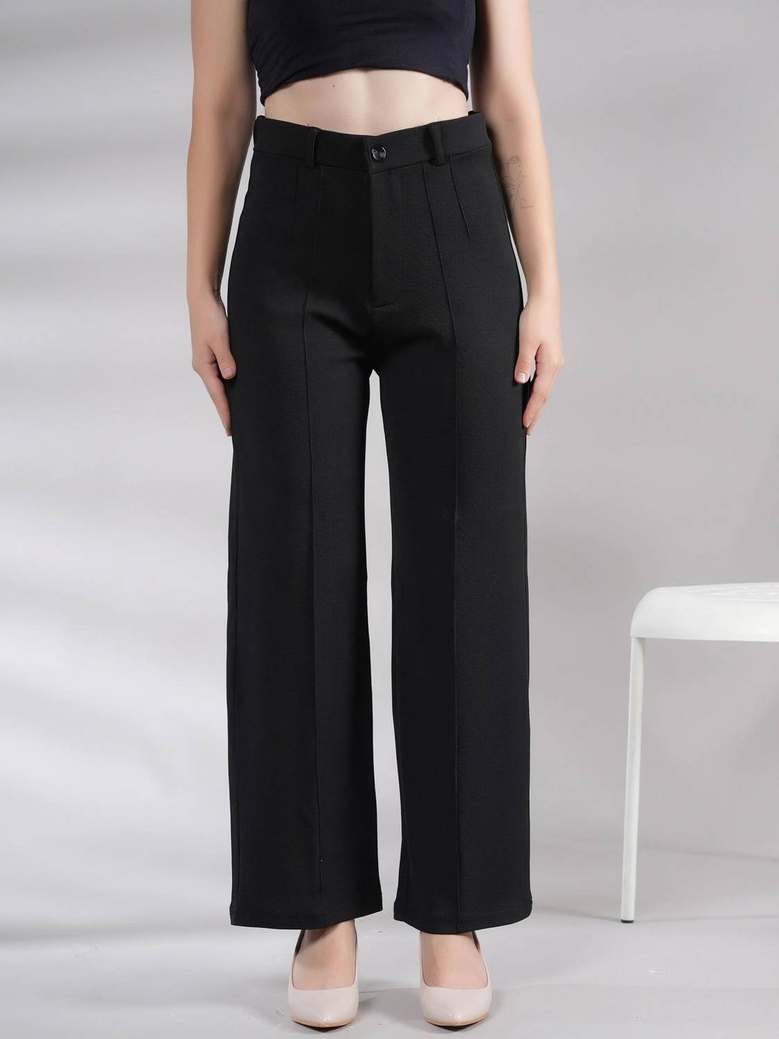 NEYSA Regular Fit Black Trousers for Women - Image 1