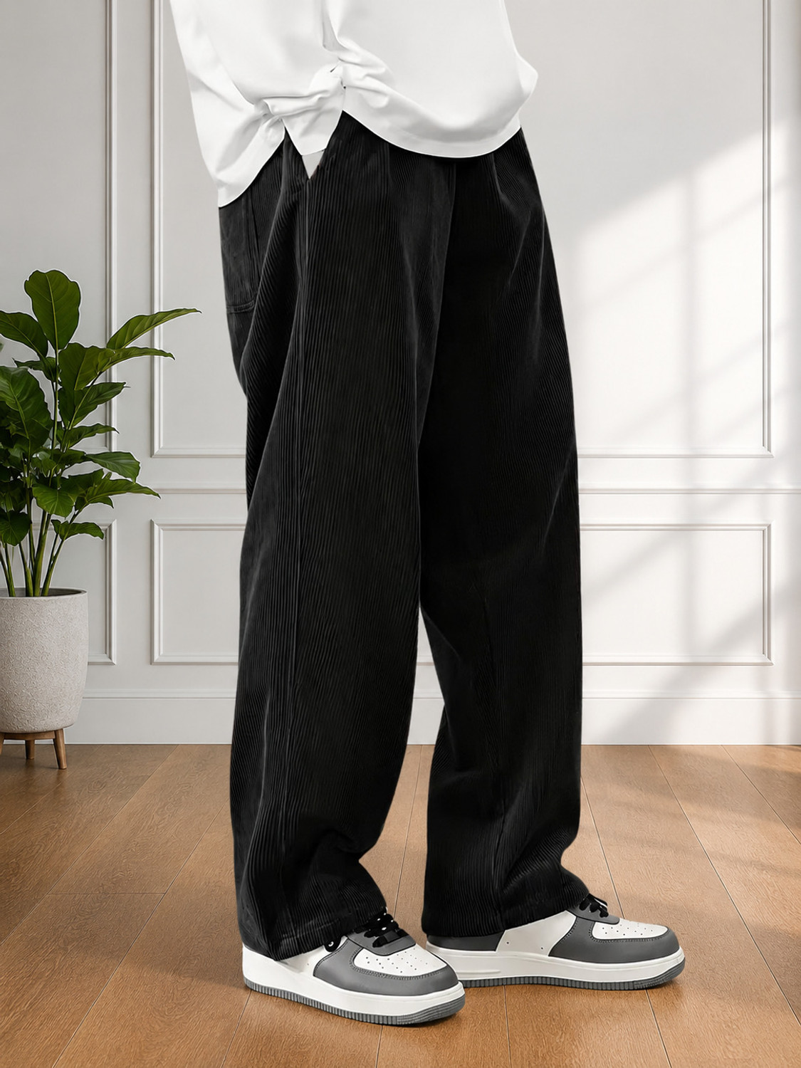 Image of JexPuti Loose Fit Men Black Trousers