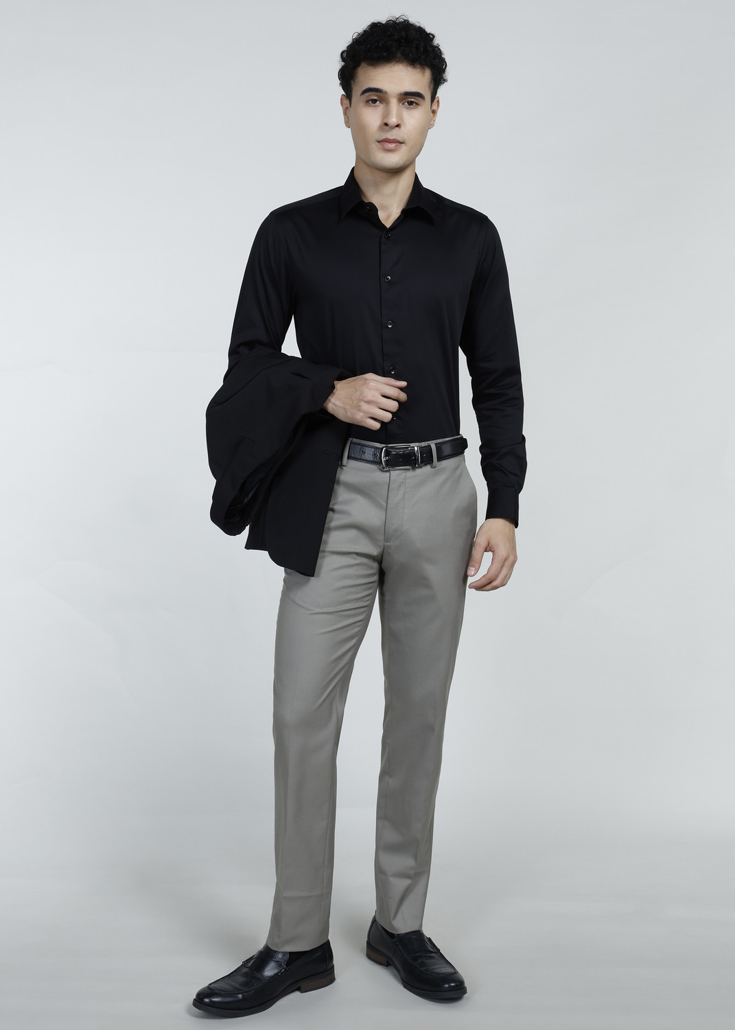 Image of PETER ENGLAND Slim Fit Men Green Trousers