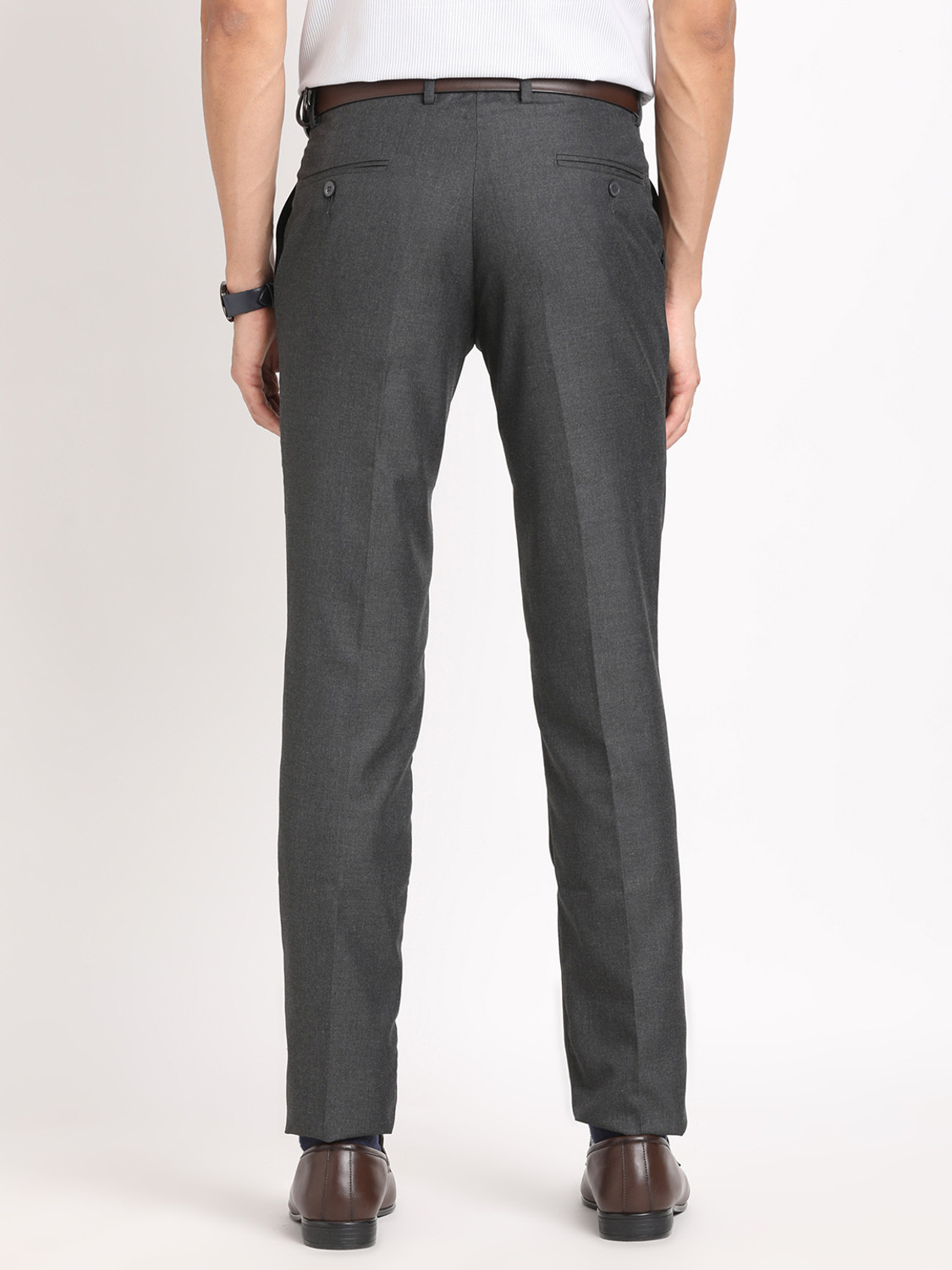 Image of TURTLE Slim Fit Men Grey Trousers