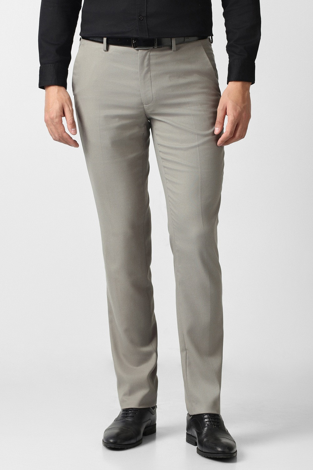 Image of VAN HEUSEN Slim Fit Men Grey Trousers