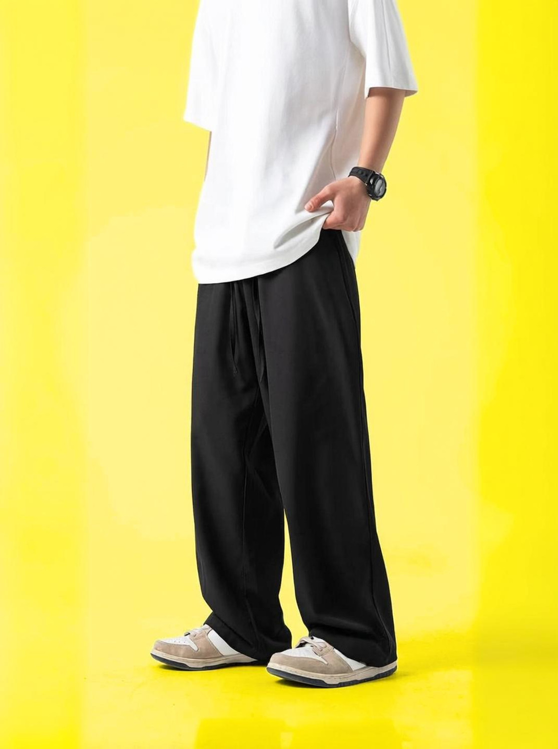 Image of WEVOK WEAR Relaxed Men Black Trousers