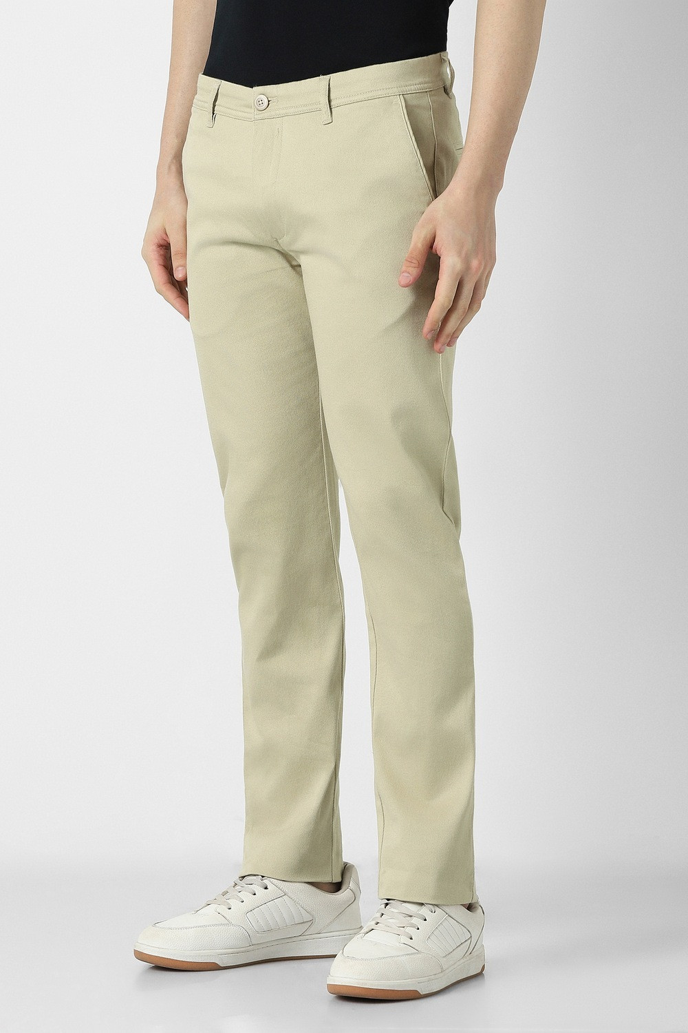 Image of PETER ENGLAND Slim Fit Men Green Trousers