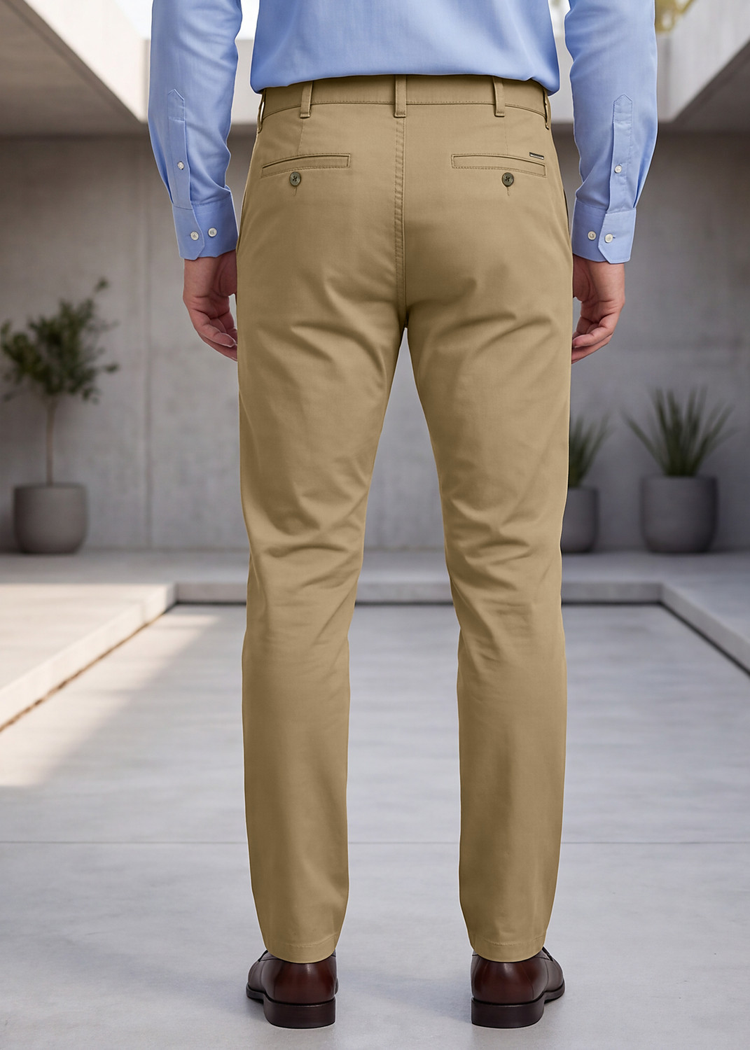 Image of KILLER Men Slim Fit Brown Cotton Blend Trousers