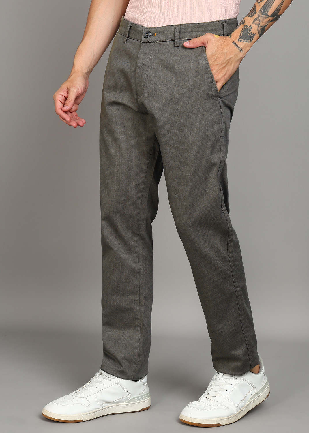 Image of KILLER Slim Fit Men Grey Trousers
