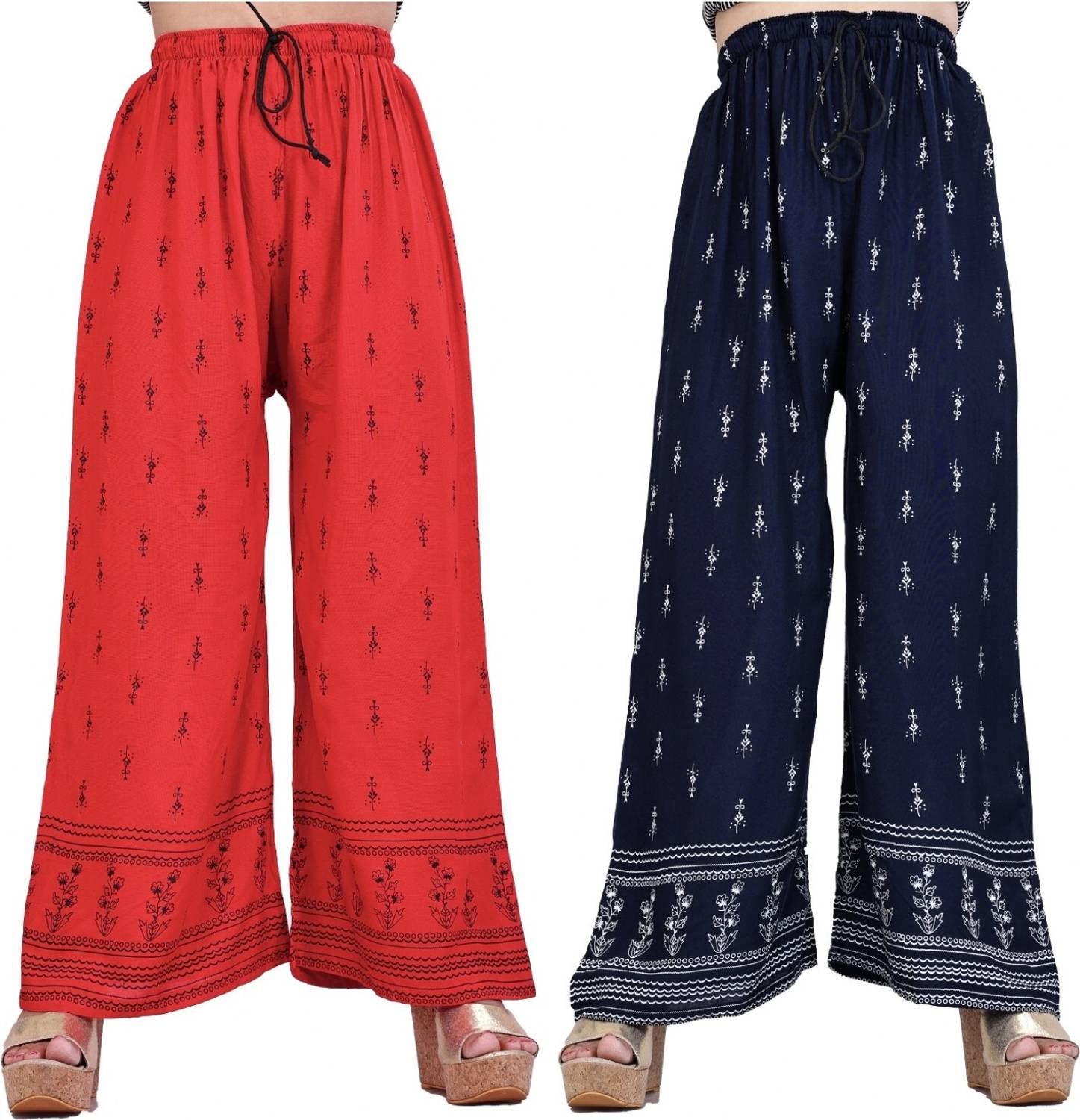 4K FASHION Flared Women Red, Blue Trousers