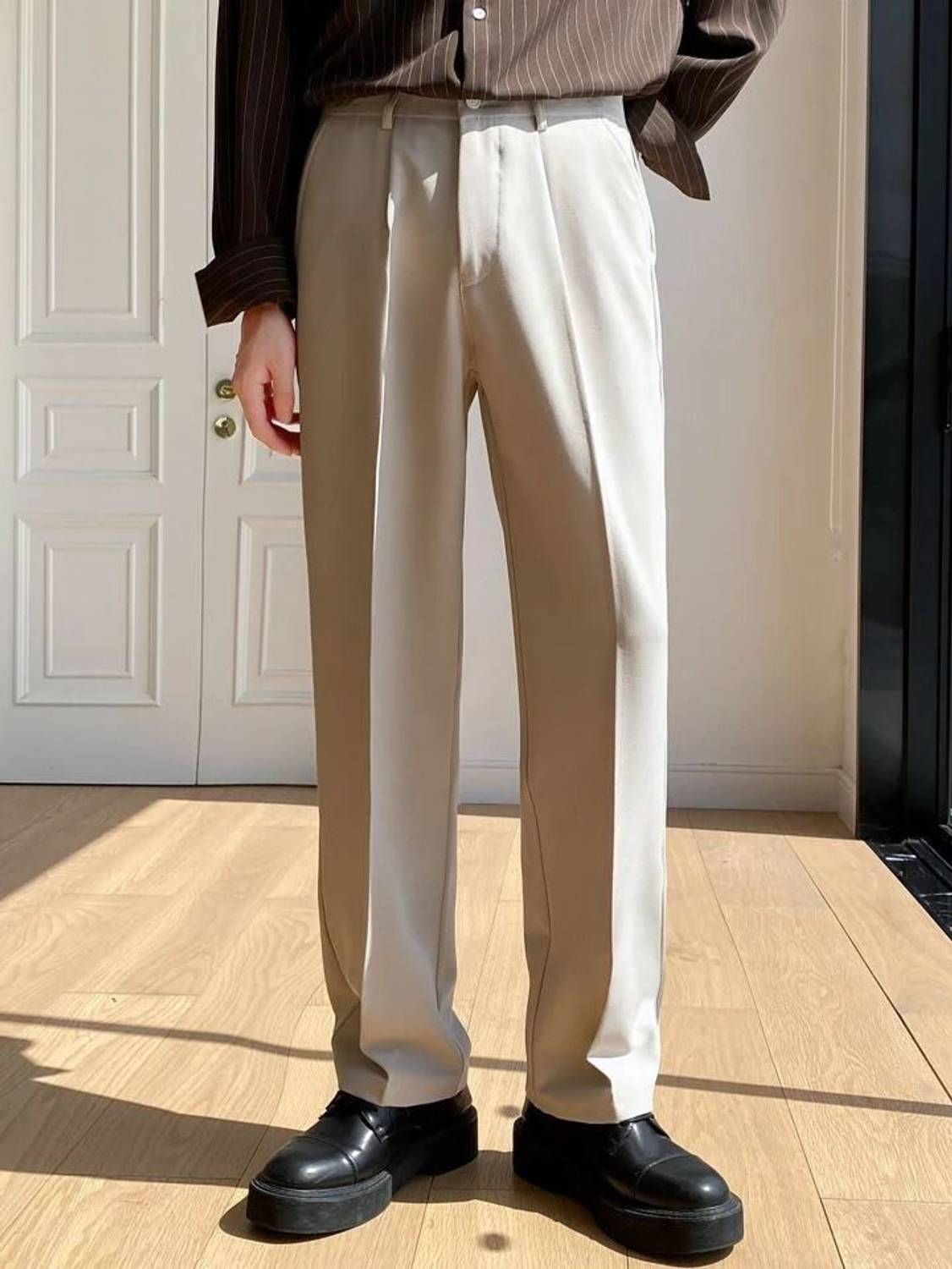 Aamish Men's Cream Loose Fit Trousers - Image 1