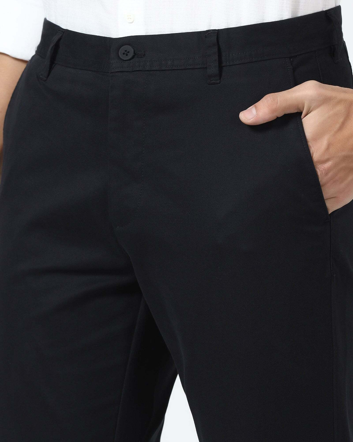 Image of Blackberrys Slim Fit Men Black Trousers