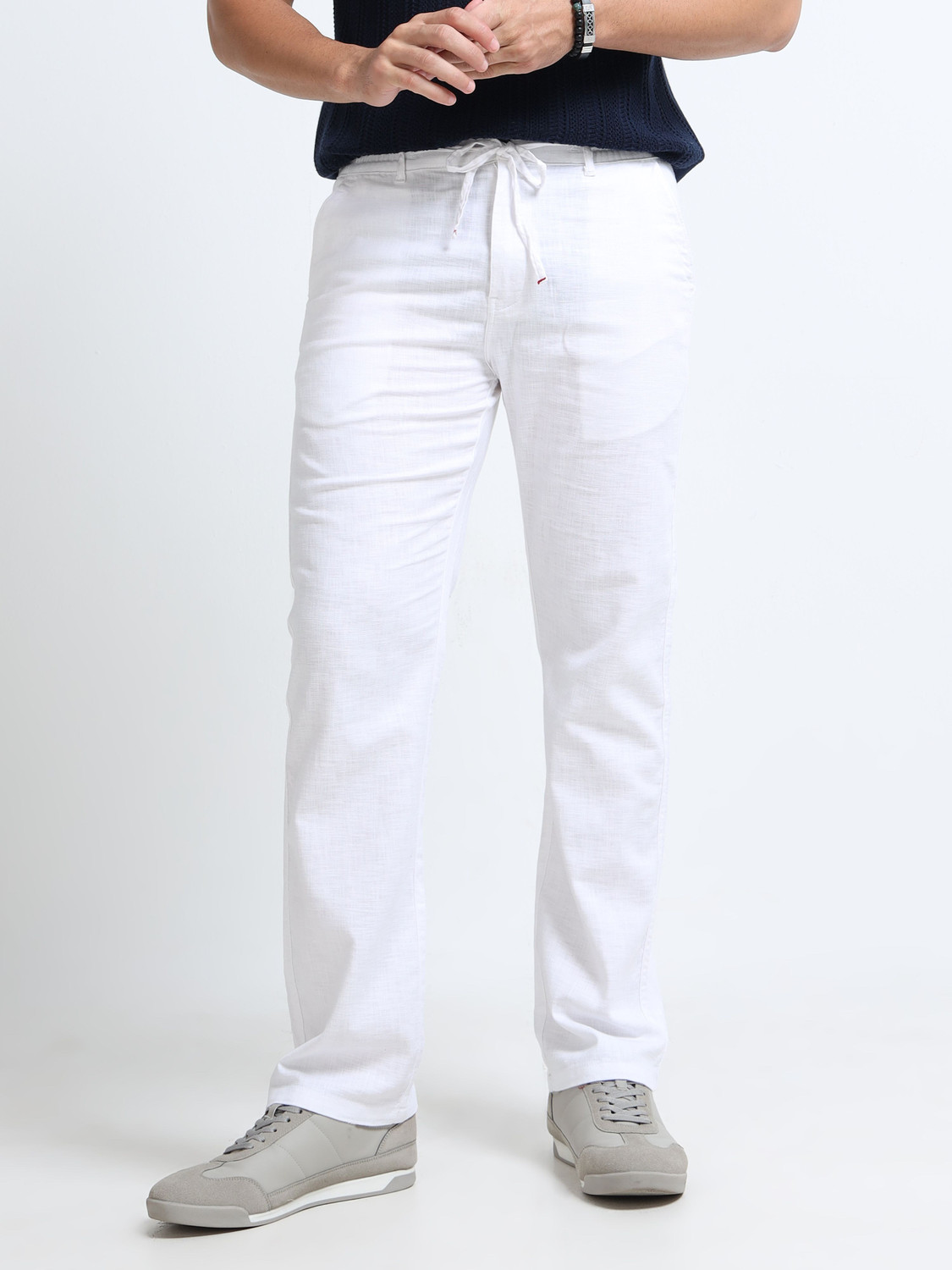 Image of VASTRAWEAR Straight Fit Men White Trousers