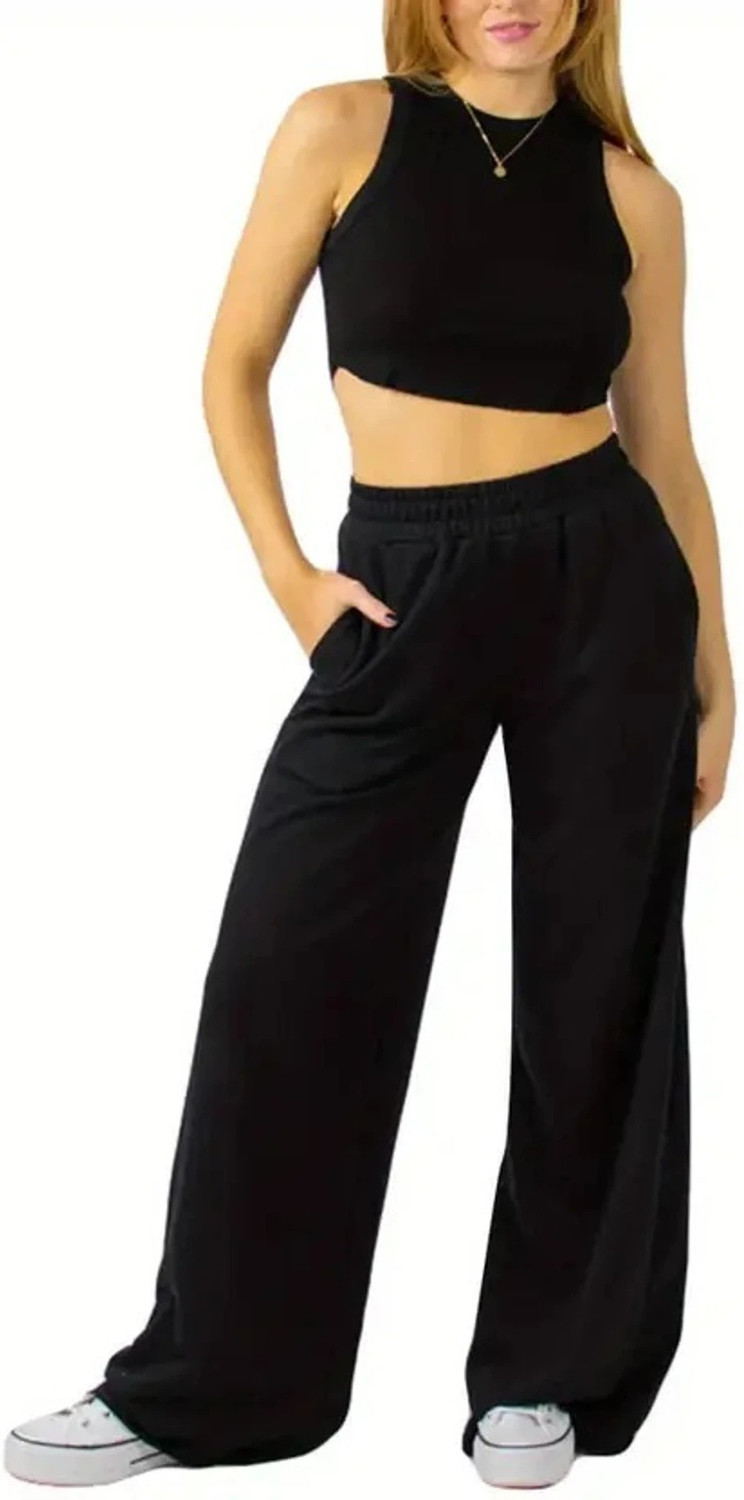 Image of FLEPZIQ Regular Fit Women Grey, Black Trousers