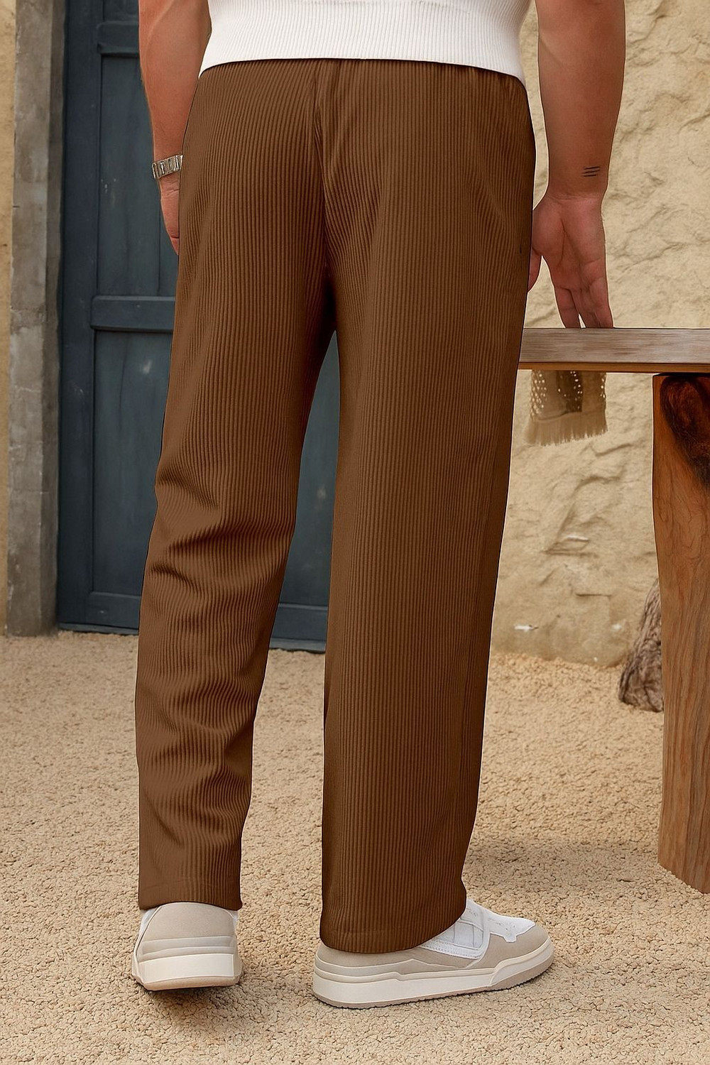 Image of Fabflee Regular Fit Men Brown Trousers